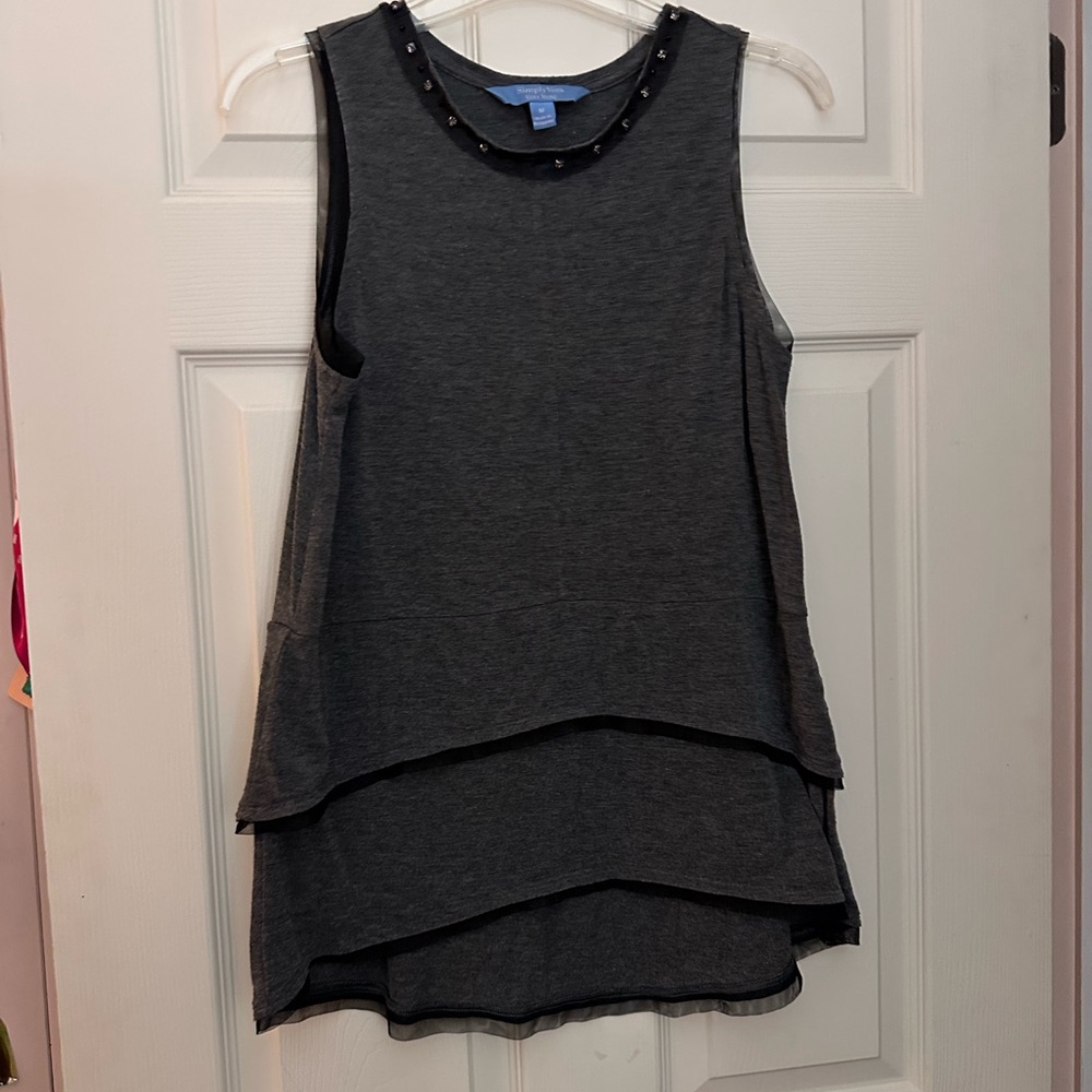 Vera wang Elegant Black Sleeveless Layered Top